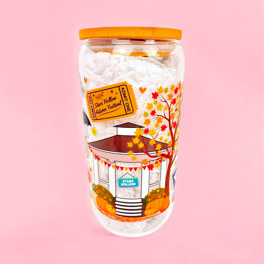 ☕ Gilmore Girl 16oz Glass Can with Bamboo Lid & Straw 🍁✨