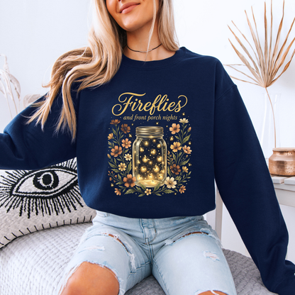 ✨🐞 Fireflies & Front Porch Nights Cozy Sweatshirt 🌙🌼💛