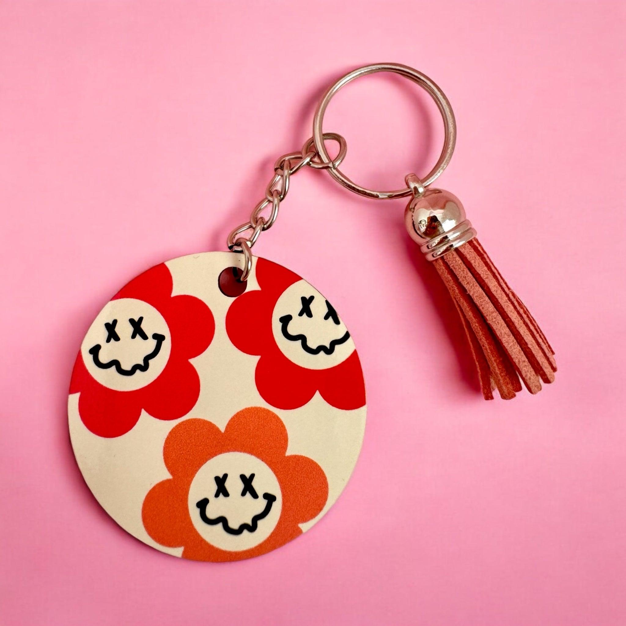 Funny Smile Face Keyring with Tassel Charm