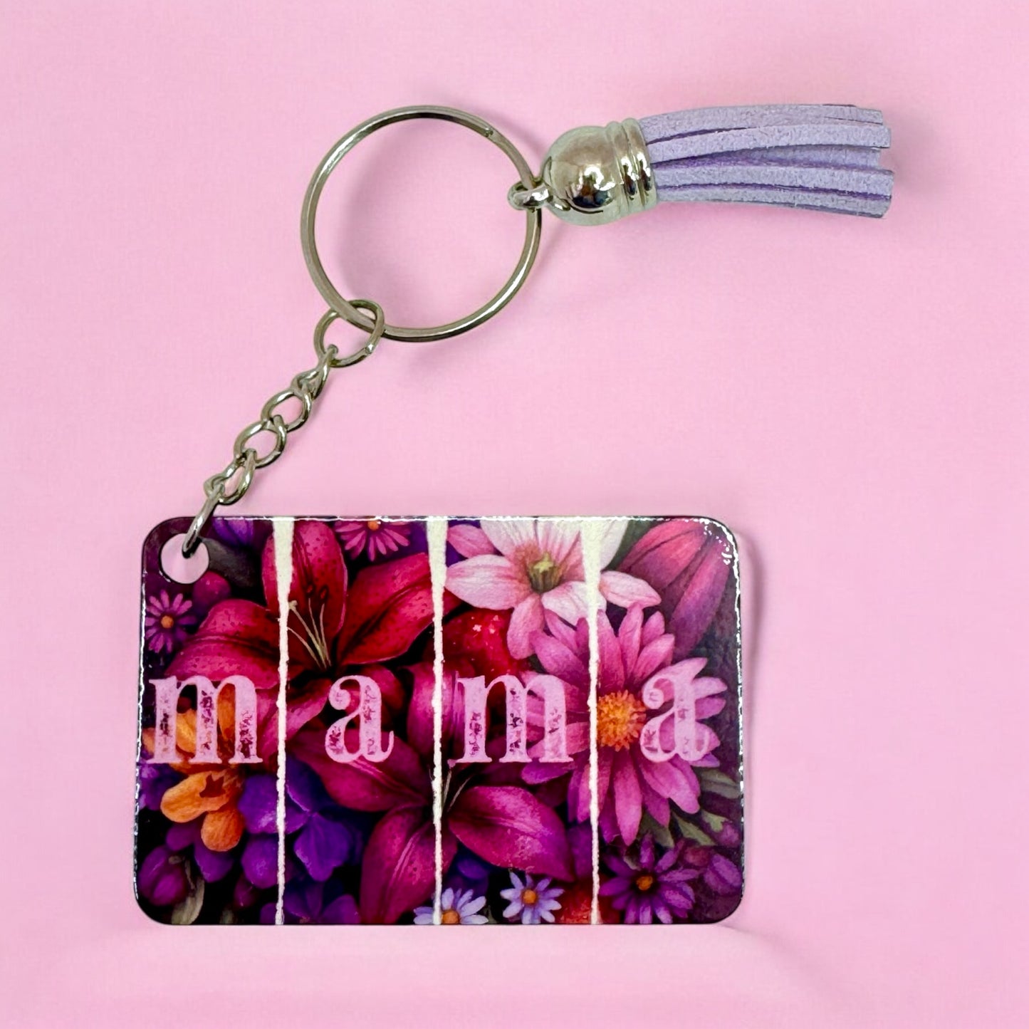 🌸✨ “Mama” Floral Keyring with Tassel ✨🌸