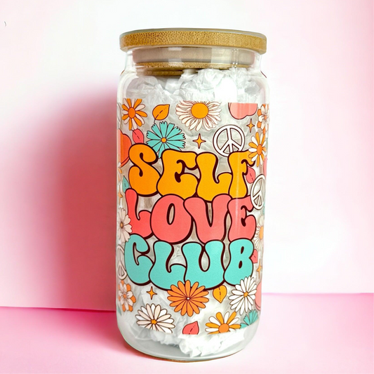 Self love Club 16oz (455ml) Iced Coffee Glass Cup