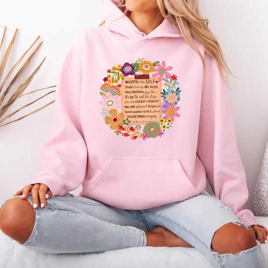 Note to Self Floral Affirmations 🌸✨Luxuriously Thick Hoodie✨