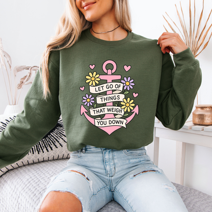 🌸 Anchor Your Peace – Let Go Graphic Sweatshirt ⚓💖