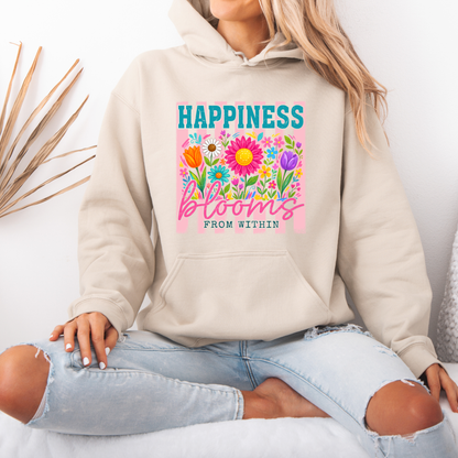 🌸✨ Happiness Blooms From Within Cozy Hoodie 🌼💖🌷