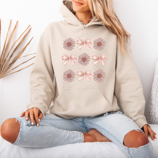 🌸🎀 Daisy & Bows Aesthetic Hoodie – Soft Girl Vibes 🎀🌸