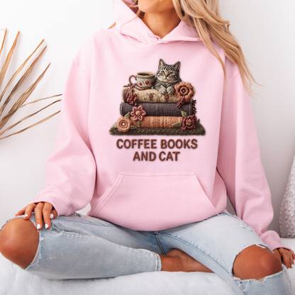 🧶✨Coffee, Books & Cat Cozy ☕📚🐱Luxuriously Thick Hoodie✨