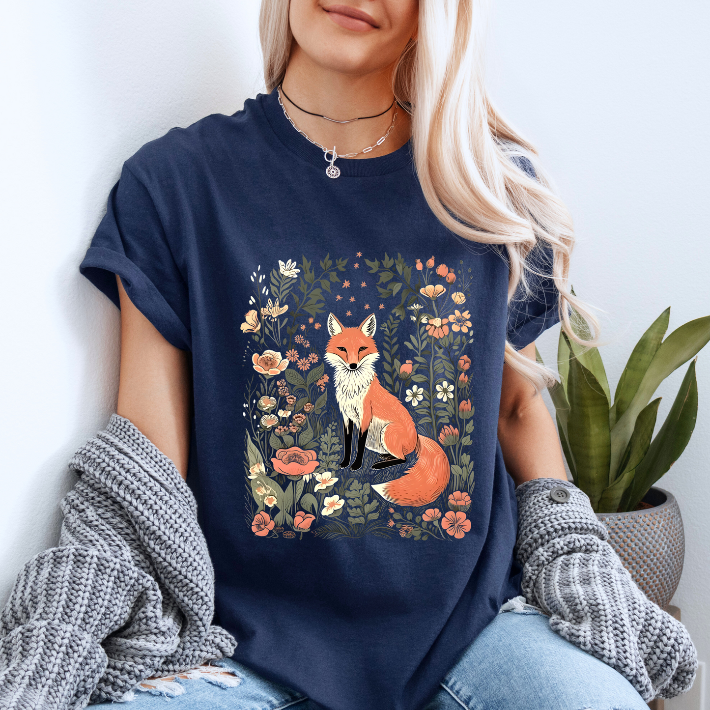 🦊🌸 Woodland Fox Tee🧣100% Organic cotton