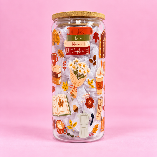Just One More Chapter Autumn 20oz Glass Tumbler 📚☕
