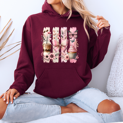 🎀☕ Coquette Coffee & Cupcake Hoodie 🦋✨