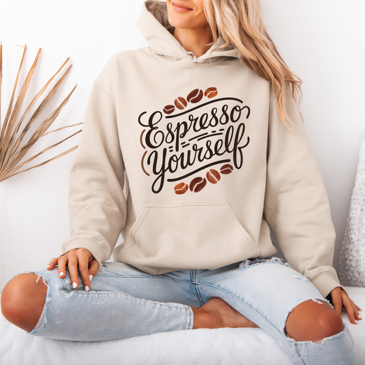 “Espresso Yourself ☕✨ | Cozy Coffee Lover Hoodie”