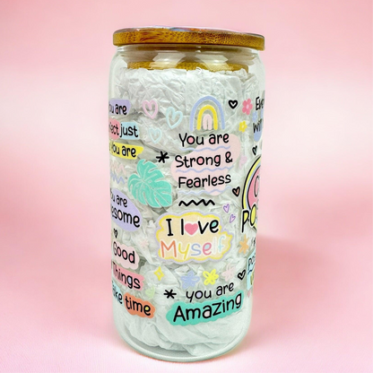 Cup Of Positivity 16oz (455ml) Iced Coffee Glass Cup