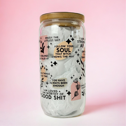 ‘Celebrate Every Damn Win’ 16oz (455ml) Iced Coffee Glass Cup