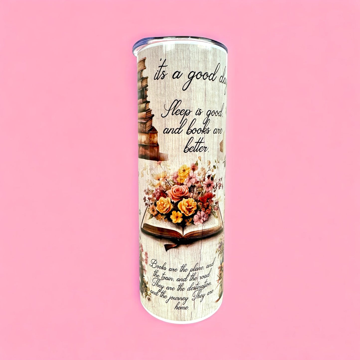 The Book Lover’s 20oz Tumbler – Vintage Aesthetic