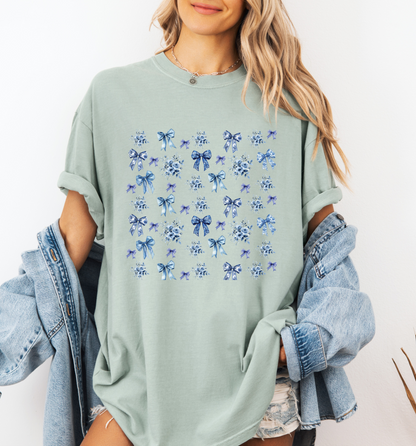 💙 Blue Ribbons & Florals Tee✨