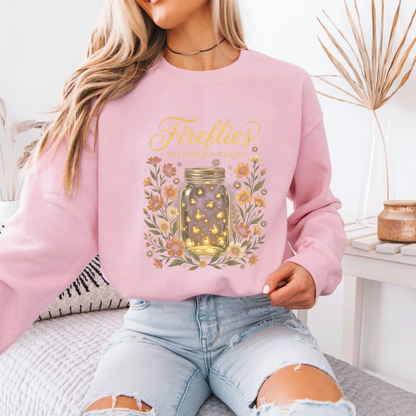✨🐞 Fireflies & Front Porch Nights Cozy Sweatshirt 🌙🌼💛