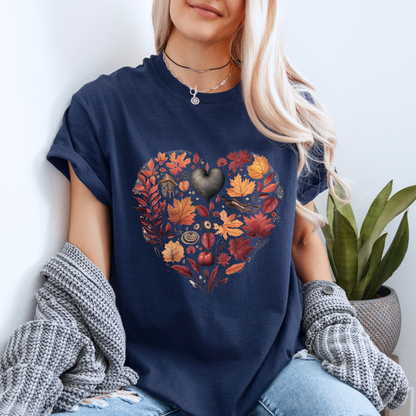 🍁🖤 Autumn Heart T-Shirt🧣100% Organic cotton