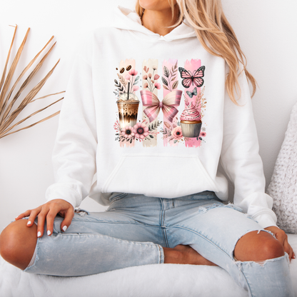 🎀☕ Coquette Coffee & Cupcake Hoodie 🦋✨