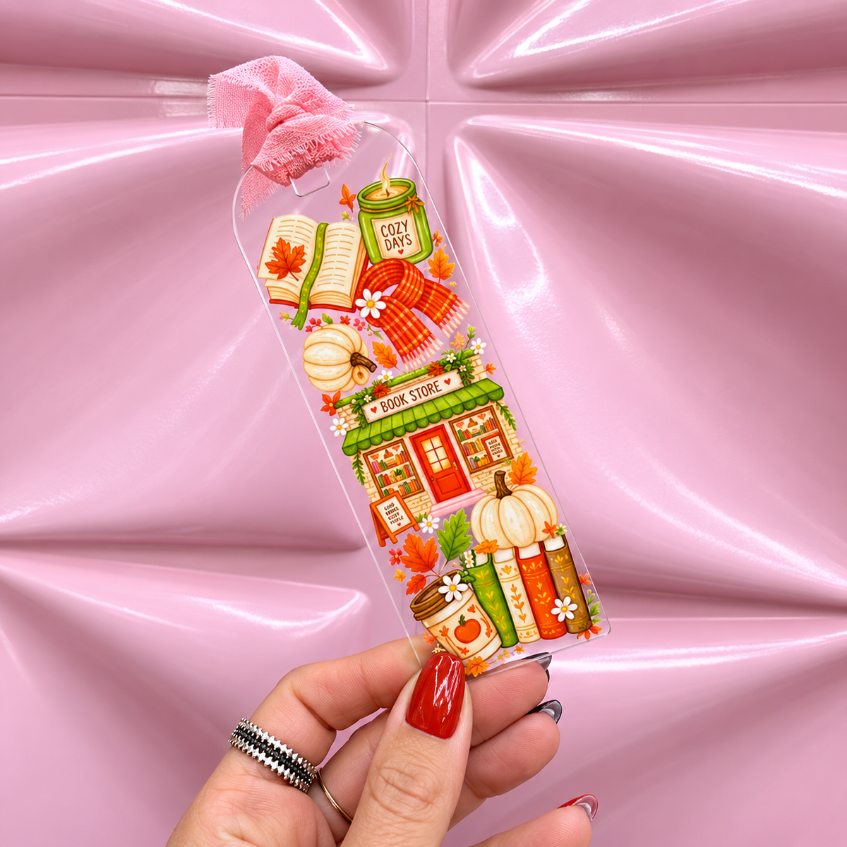🍁 Cozy Days Bookish Acrylic Bookmark