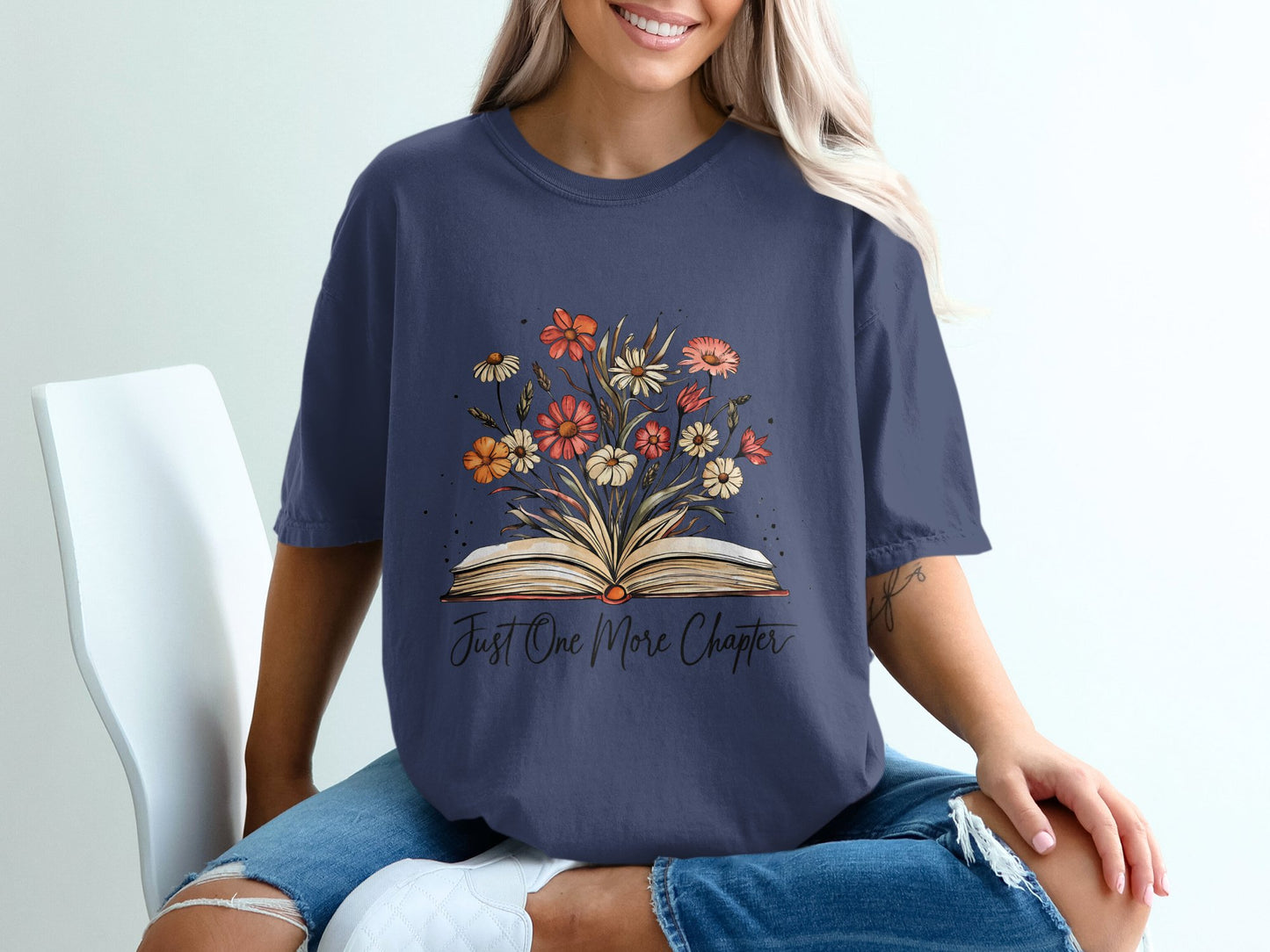 Floral Book Lover T-shirt 100% Organic Cotton