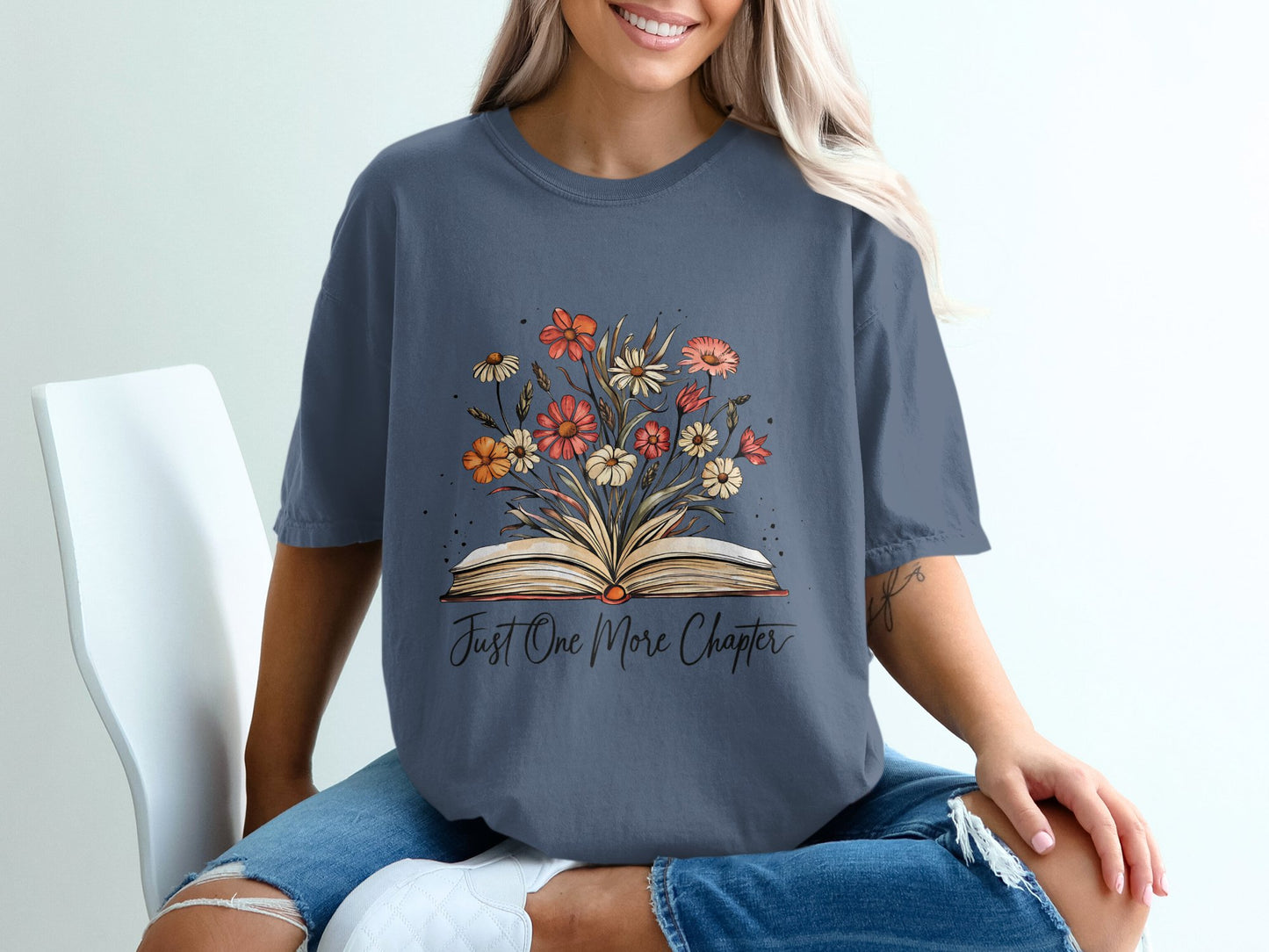 Floral Book Lover T-shirt 100% Organic Cotton