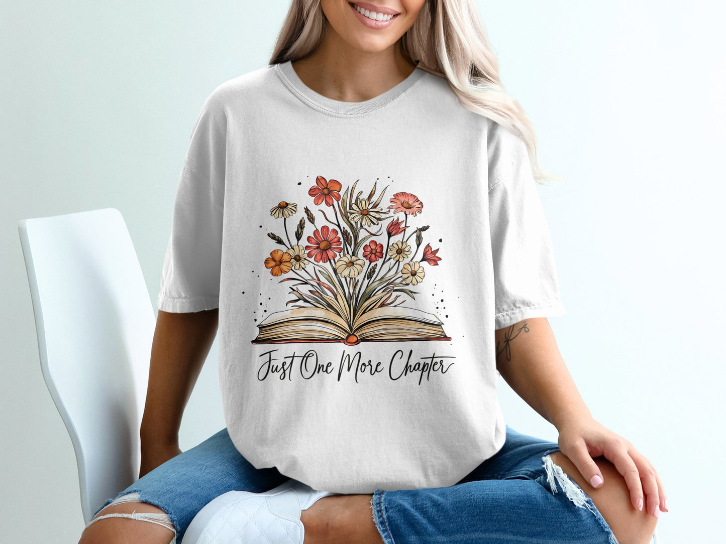 Floral Book Lover T-shirt 100% Organic Cotton
