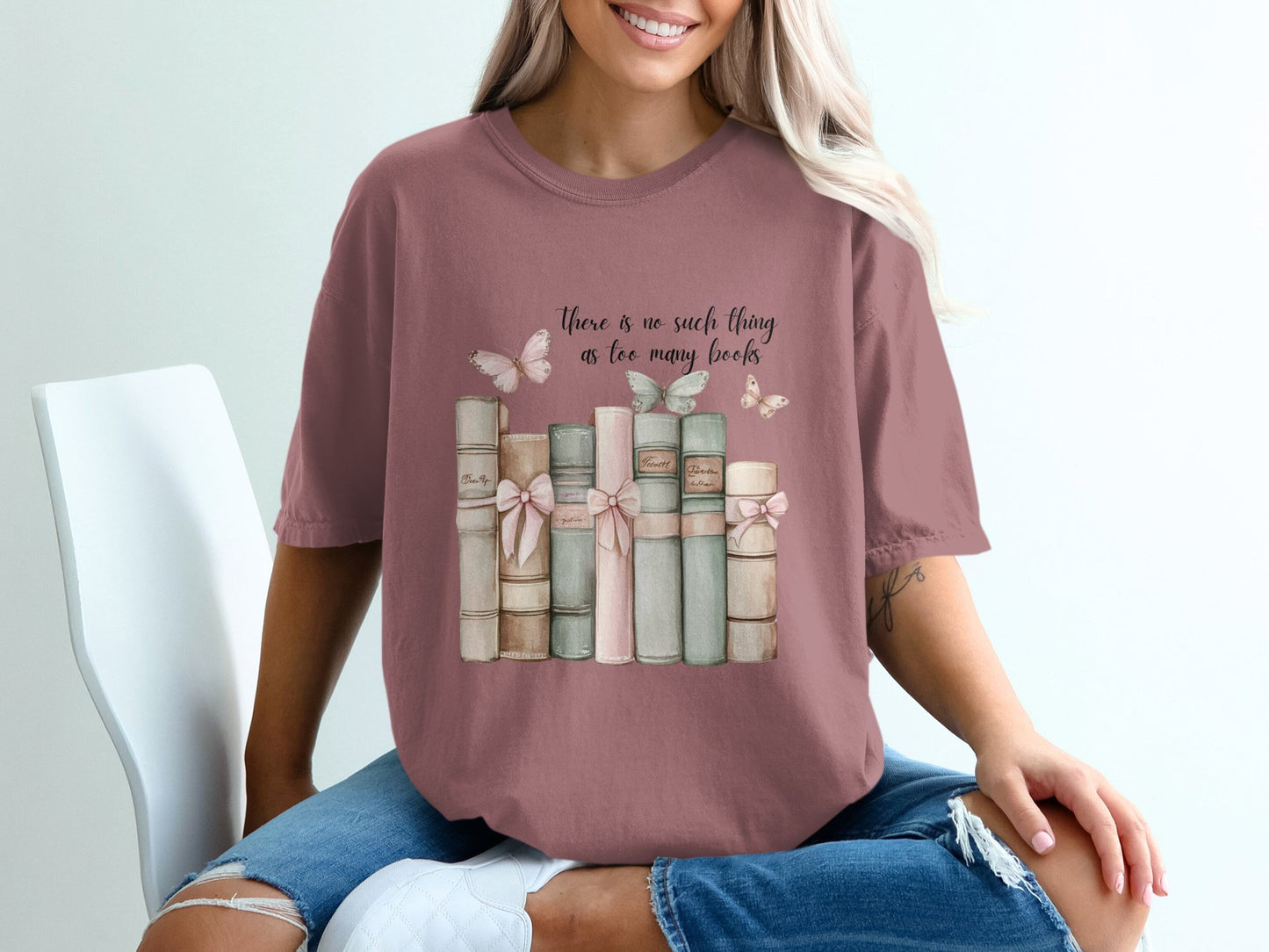 Butterfly Library T-shirt 100% Organic Cotton