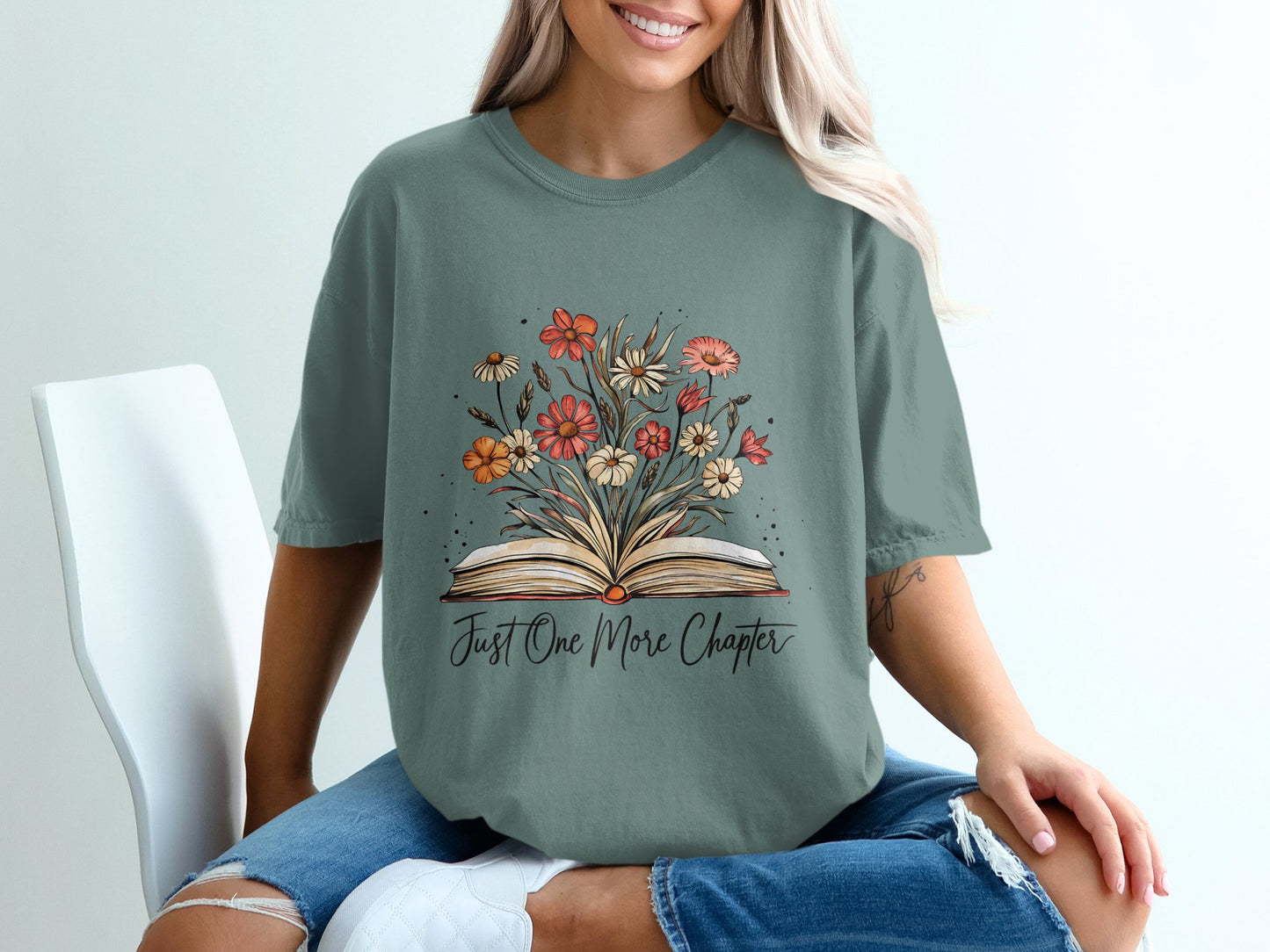 Floral Book Lover T-shirt 100% Organic Cotton