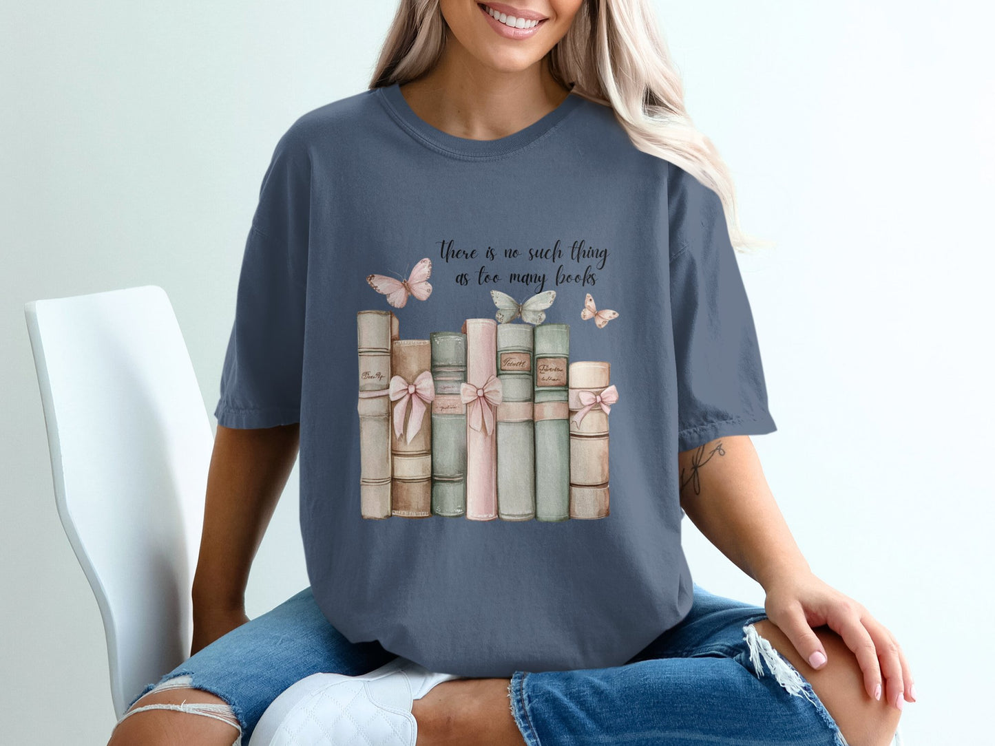 Butterfly Library T-shirt 100% Organic Cotton