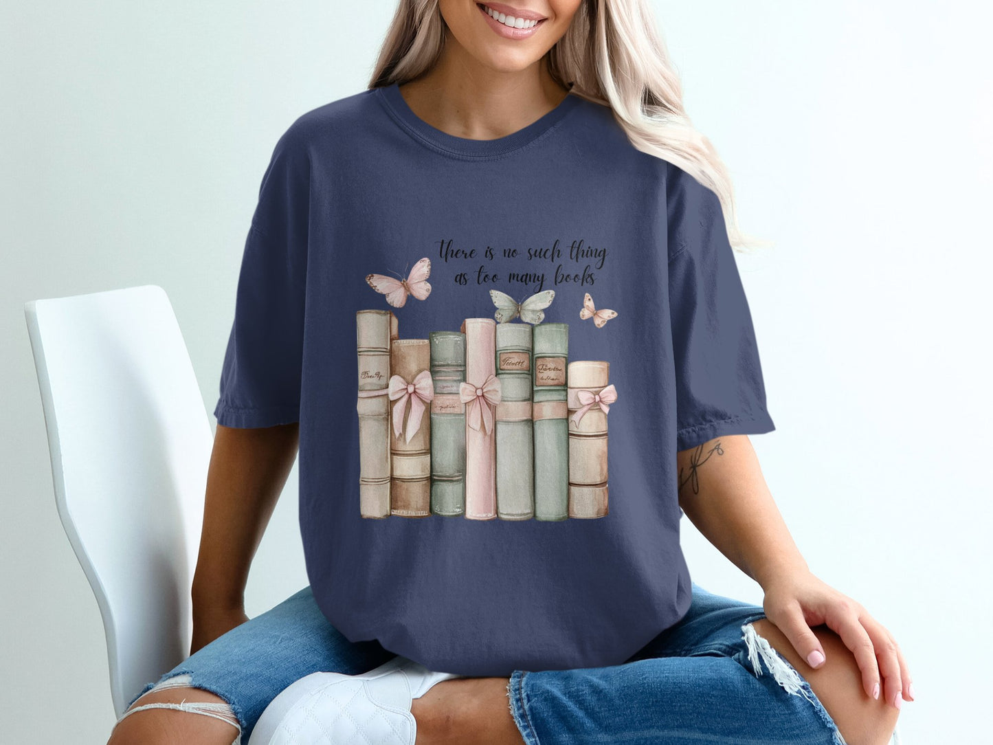Butterfly Library T-shirt 100% Organic Cotton