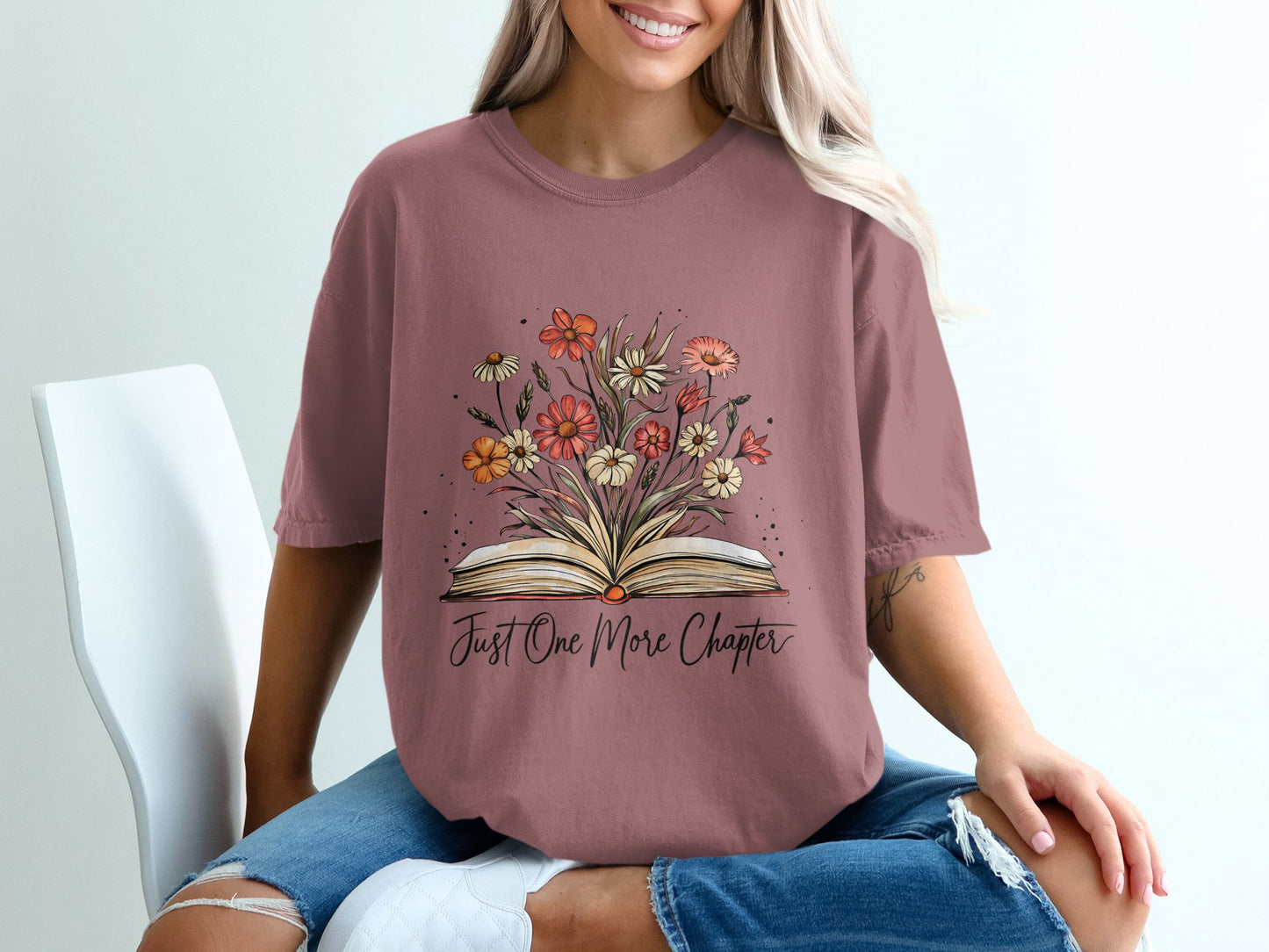 Floral Book Lover T-shirt 100% Organic Cotton