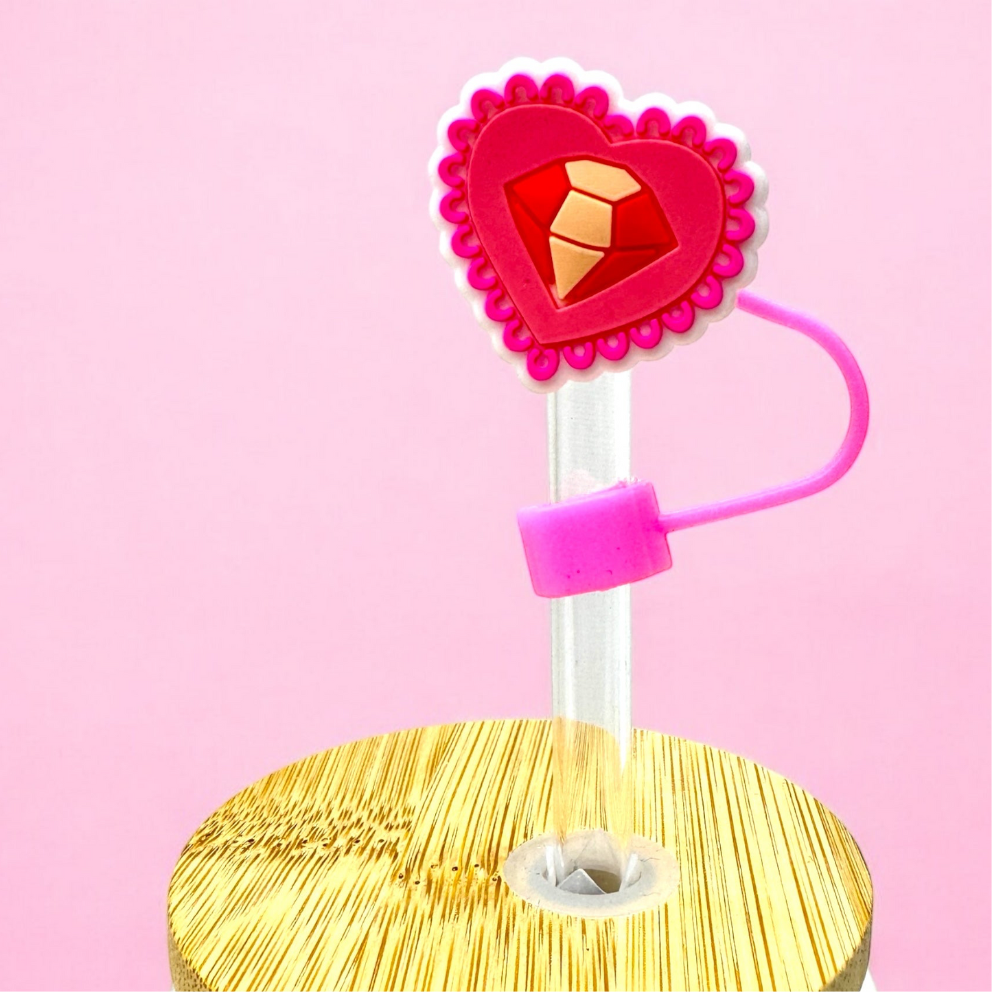 💖✨ Heart Jewel Straw Topper – Add a Touch of Love to Your Drink!