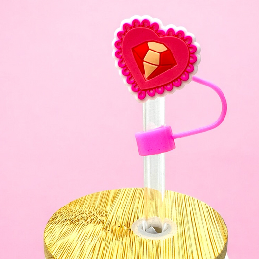 💖✨ Heart Jewel Straw Topper – Add a Touch of Love to Your Drink!