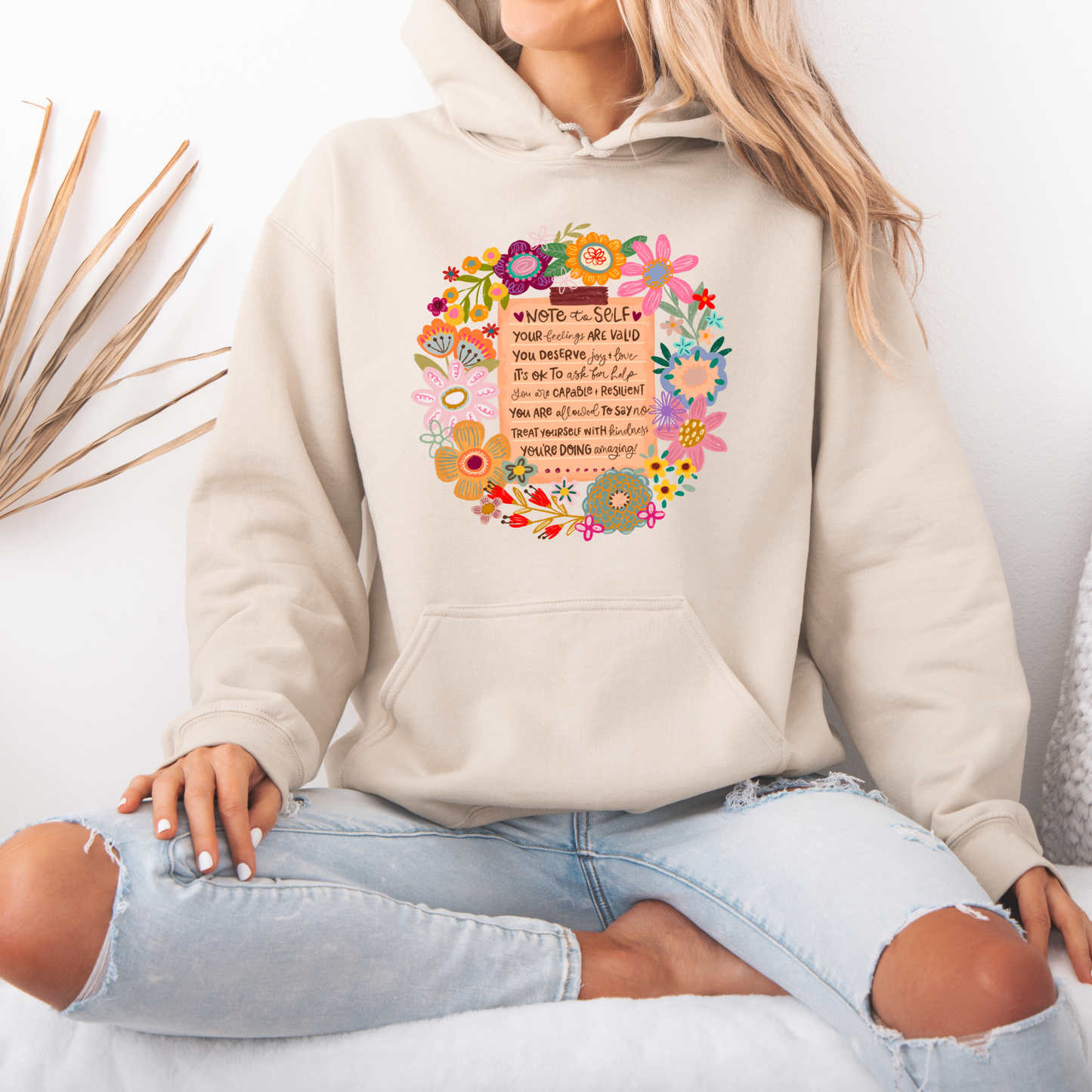Note to Self Floral Affirmations 🌸✨Luxuriously Thick Hoodie✨