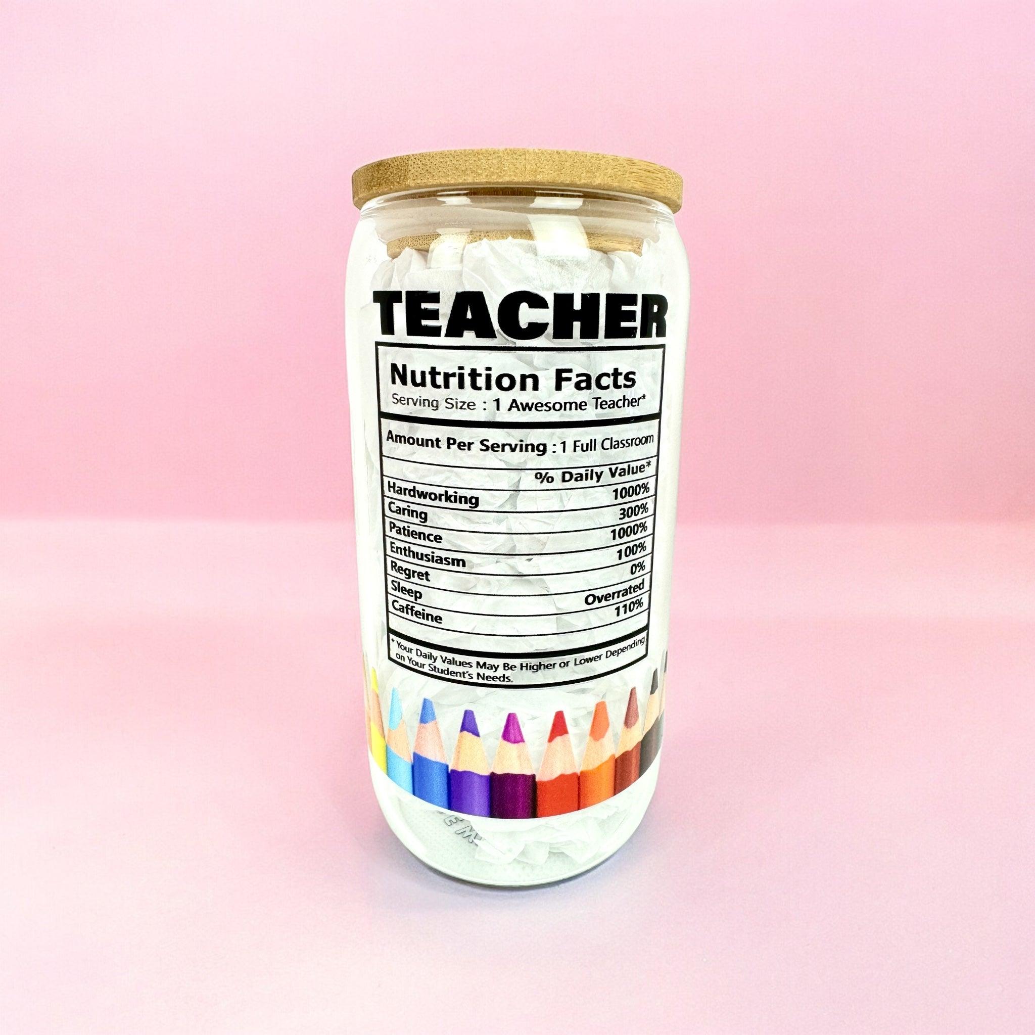 Best Teacher Ever 16oz (455ml) Iced Coffee Glass Cup