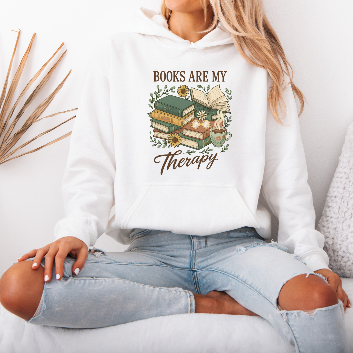 📚☕ Books Are My Therapy Luxuriously Thick Hoodie✨