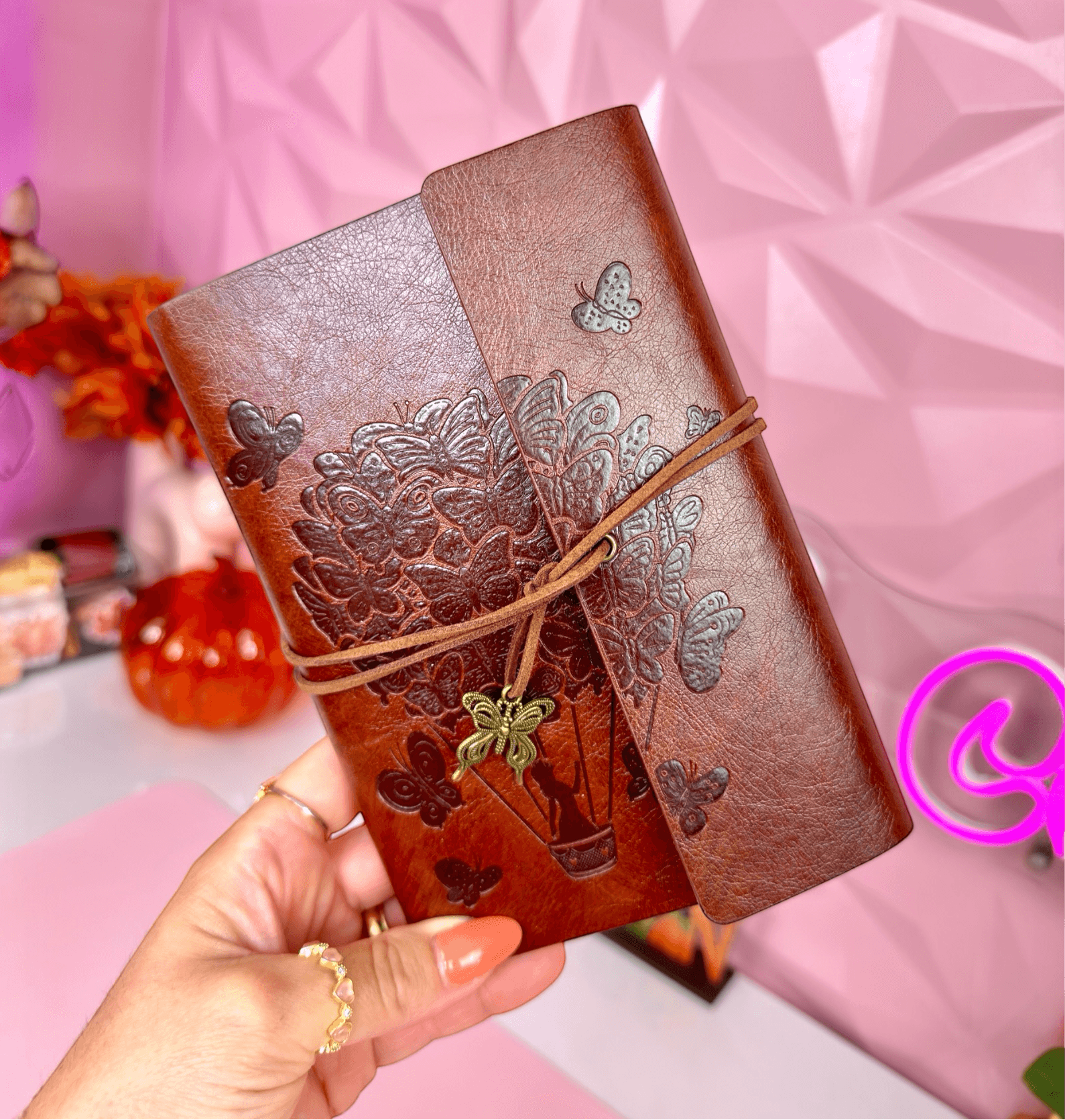 Elegant Vintage Butterfly Embossed PU Leather Journal