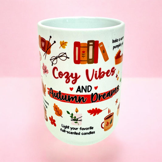 🍂 Cozy Vibes & Autumn Dreams – 15oz Mug ☕🎃