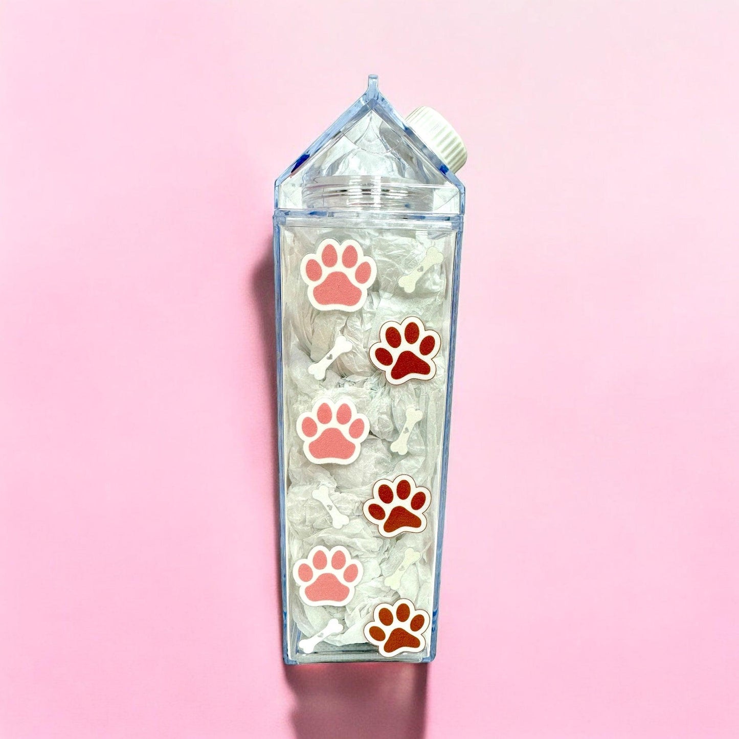 Pet Paws Milk Carton Water Bottle 17oz