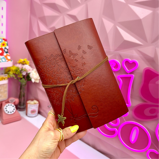 Elegant Vintage Butterfly Embossed PU Leather Journal