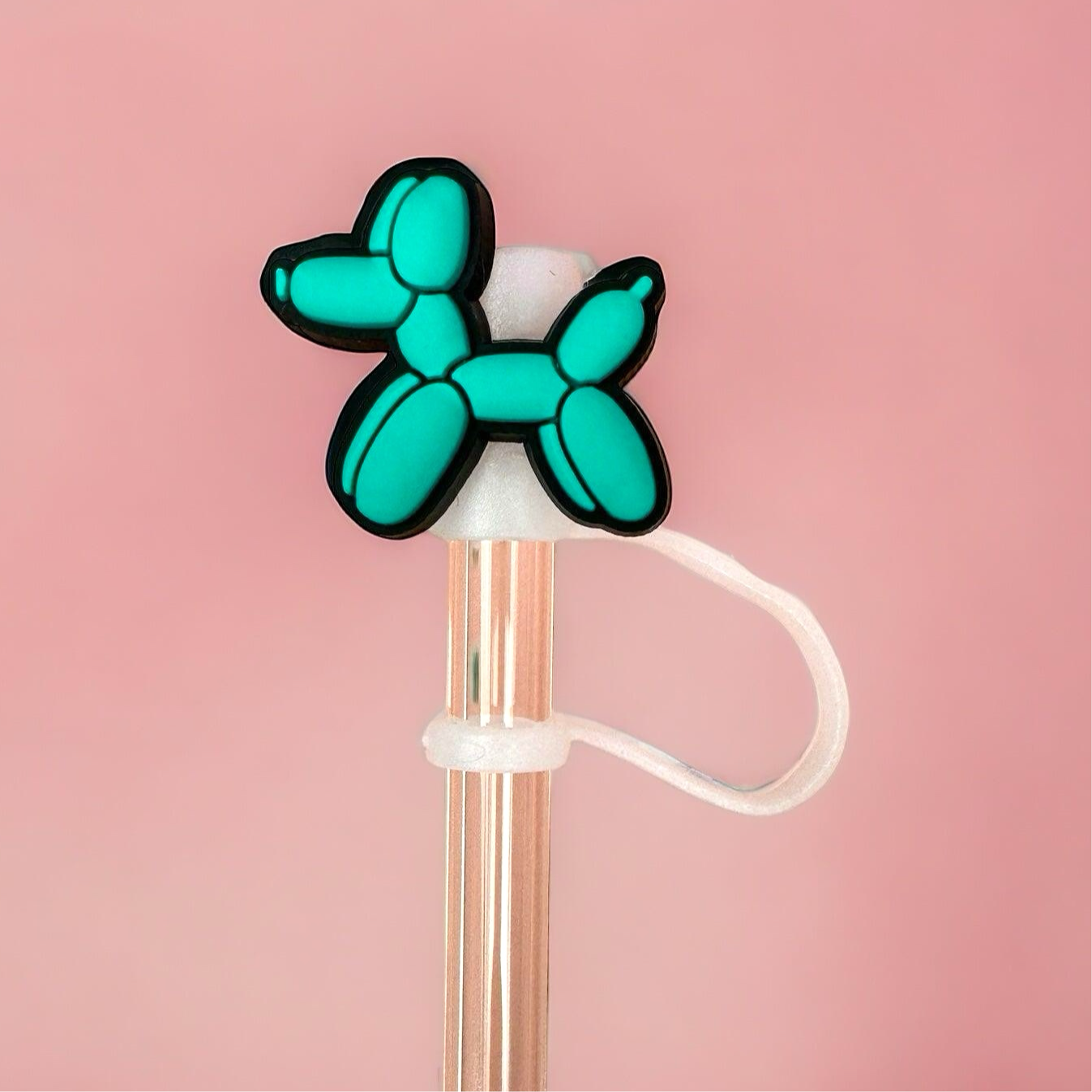 Green Balloon Dog Straw Topper