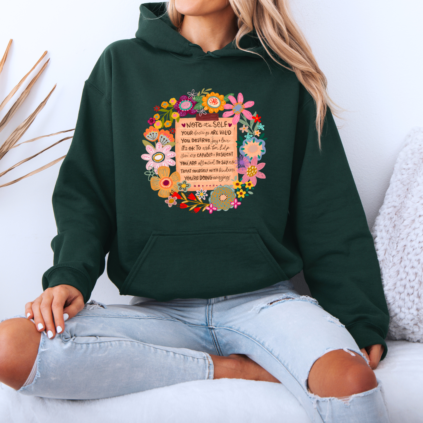 Note to Self Floral Affirmations 🌸✨Luxuriously Thick Hoodie✨
