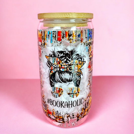Bookaholic  16oz (455ml) Iced Coffee Glass Cup