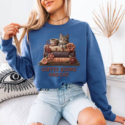 🧶✨ Coffee, Books & Cat Cozy ☕📚🐱
Organic Cotton Sweatshirt