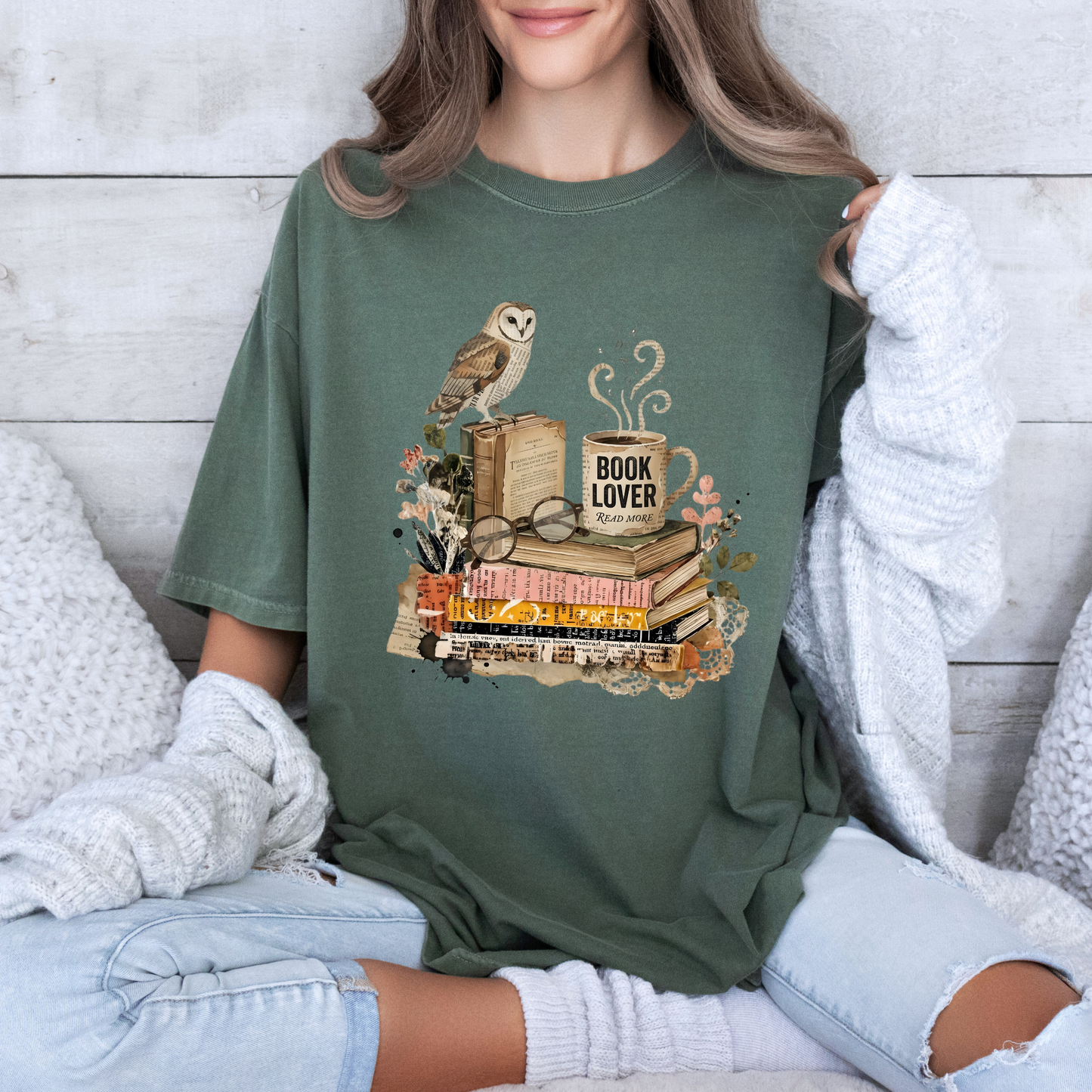 📚🦉Book Lover Vintage Owl t-shirt ☕
