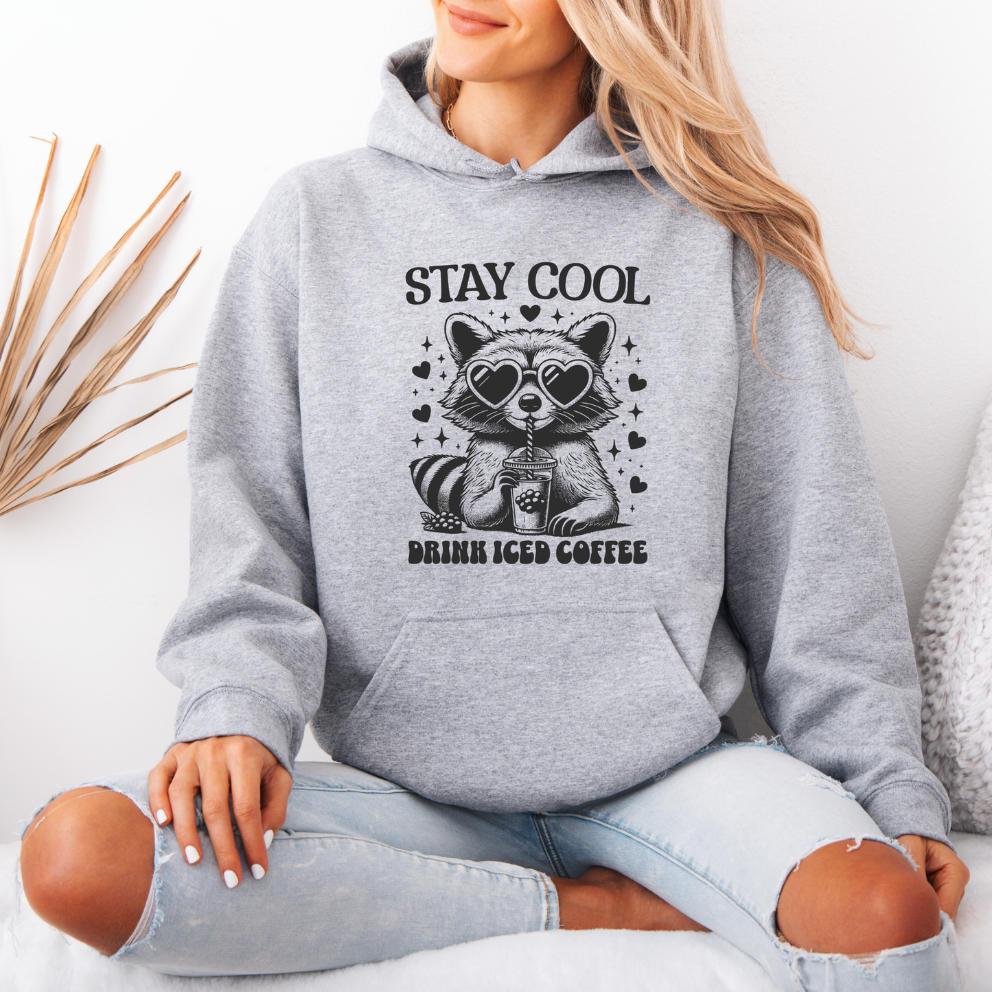 “Stay Cool 😎🧋 | Iced Coffee Raccoon Vibes Hoodie”