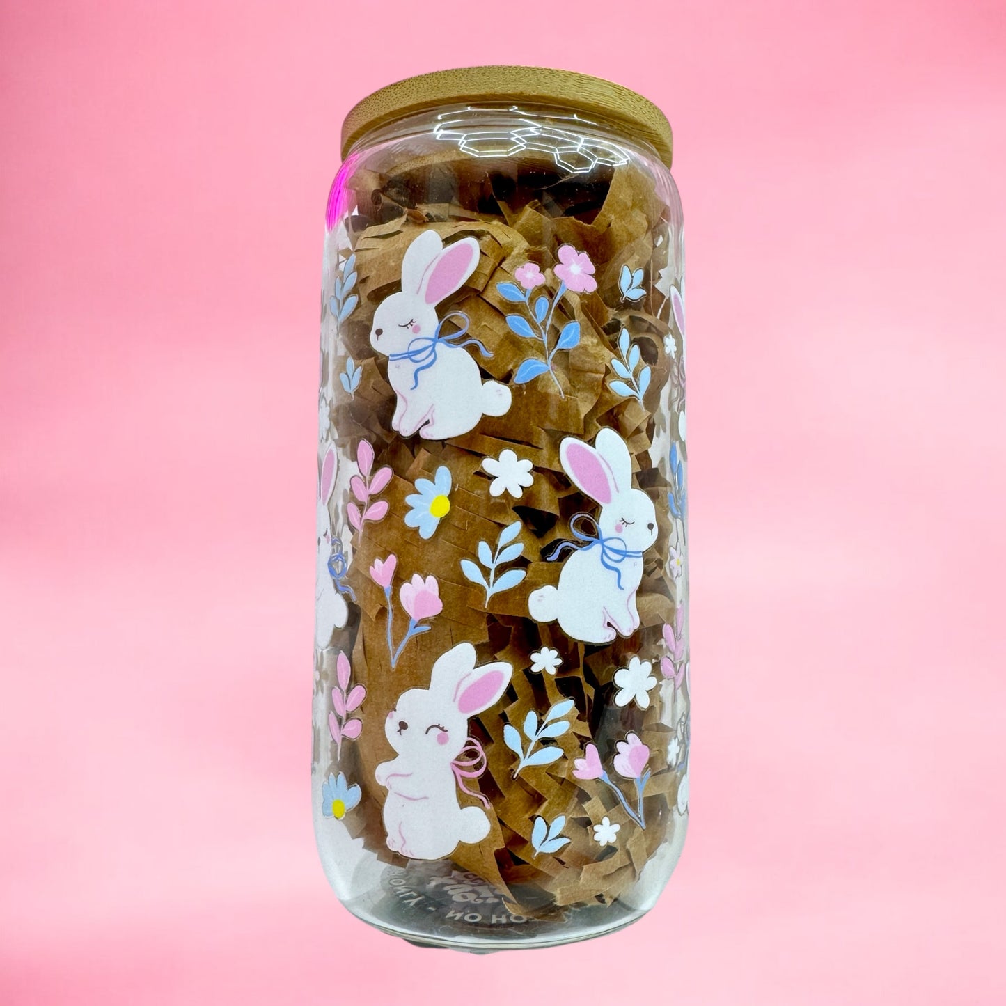 🐰🌸 Sweet Spring Bunny 16oz Glass Cup 🌿💗