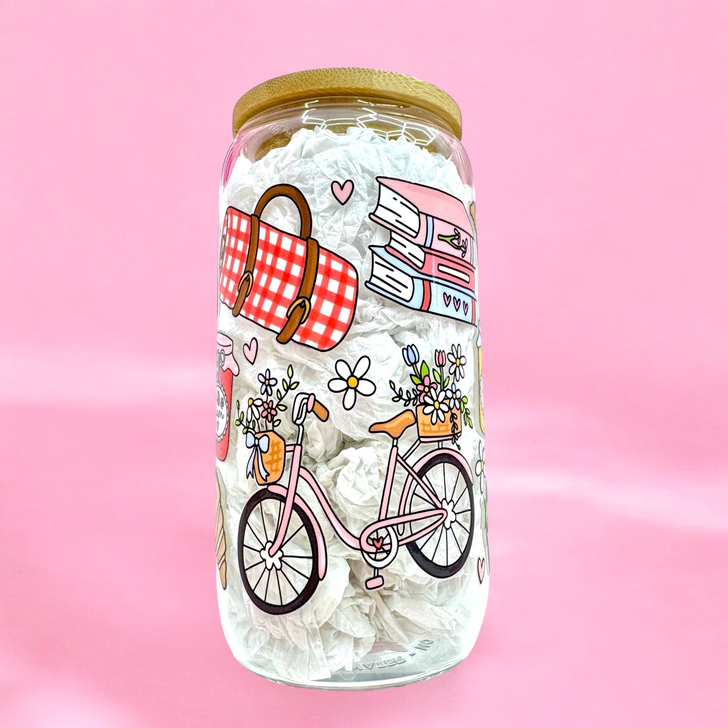 ✨Bonjour, Bliss! 16oz Glass Cup 🥐🍓☕️