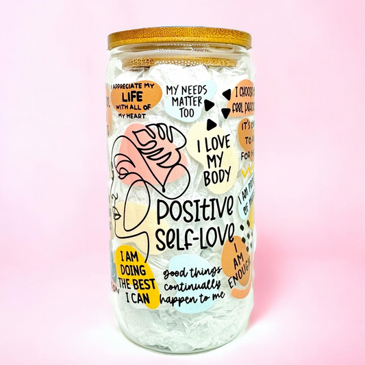 Positive Self Love 16oz (455ml) Iced Coffee Glass Cup