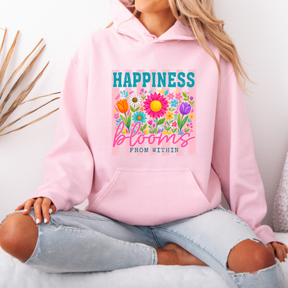 🌸✨ Happiness Blooms From Within Cozy Hoodie 🌼💖🌷