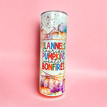 🍂 Flannels, Pumpkins & Bonfires – 20oz Tumbler 🎃✨